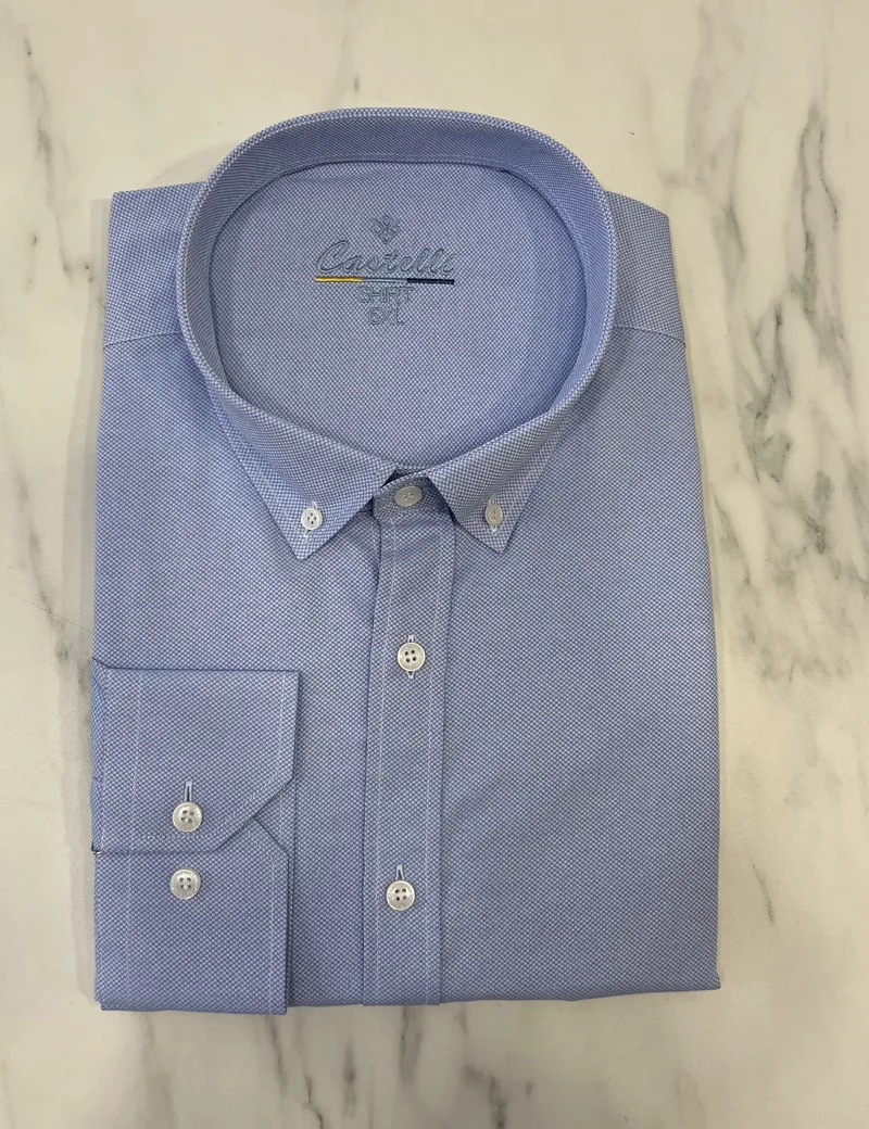 Ανδρικό σιέλ κλασικό πουκάμισο Oxford Plus Size CA2524S