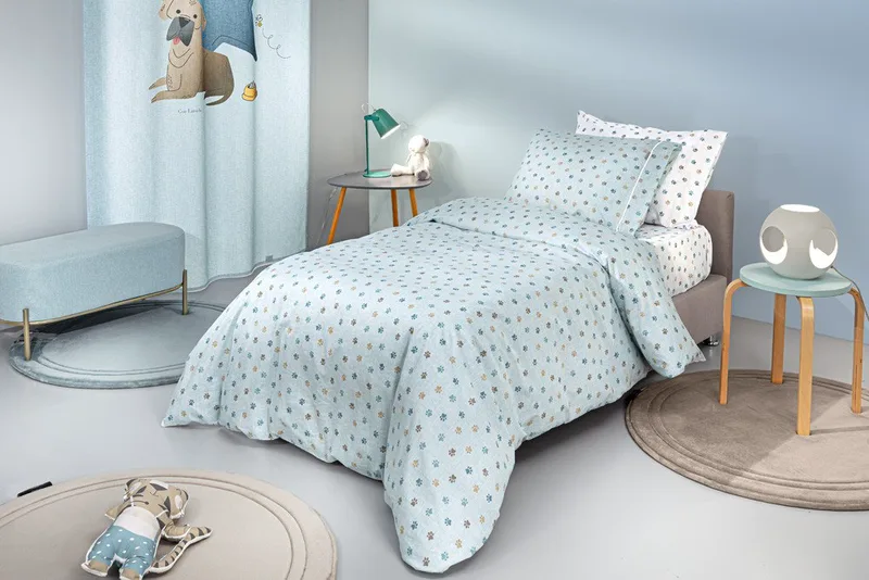 Σετ Παιδικά Σεντόνια Μονά 3 Τεμαχίων Guy Laroche Paw Ciel 165x250