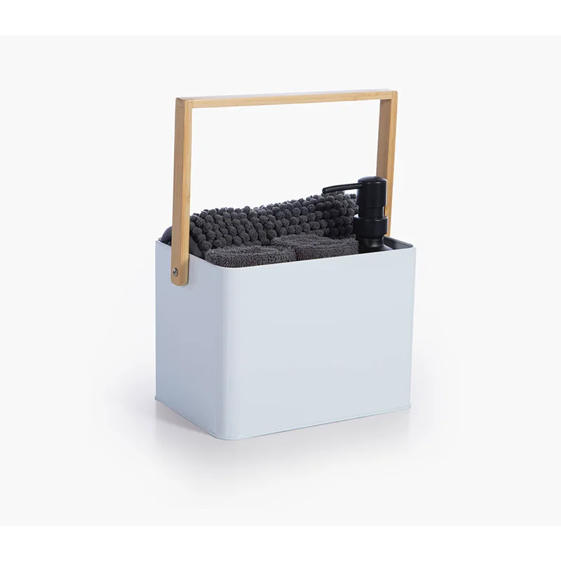 Σετ Μπάνιου σε Μεταλλικό Καλάθι 24x12x16 (5 Τμχ) Nef Nef Storage White