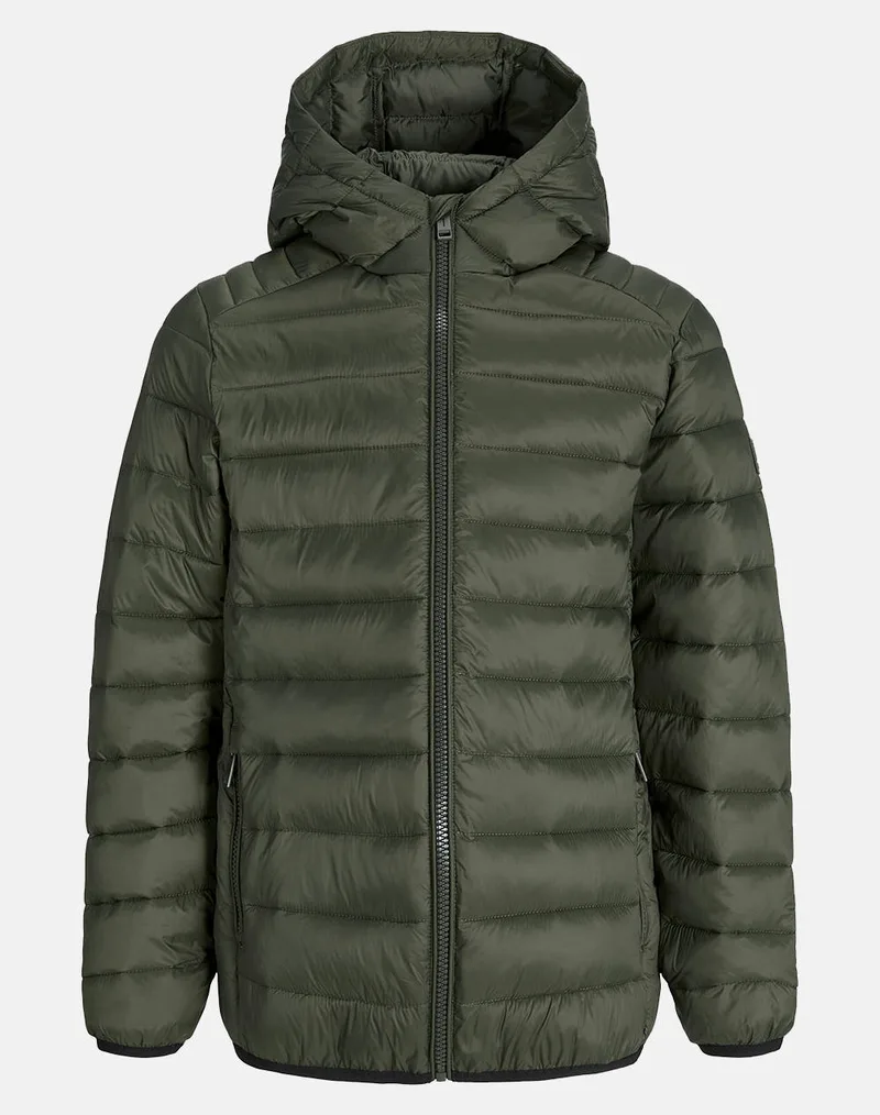 JACK&JONES JJEBRADLEY LIGHT PUFFER HOOD JNR 12280991-ROSIN DarkGreen