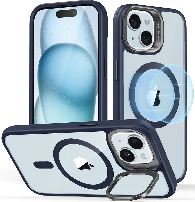 ESR Classic Kickstand Hybrid HaloLock - Διάφανη Ανθεκτική MagSafe Θήκη Apple iPhone 15 Plus - Clear / Dark Blue (4894240176528)