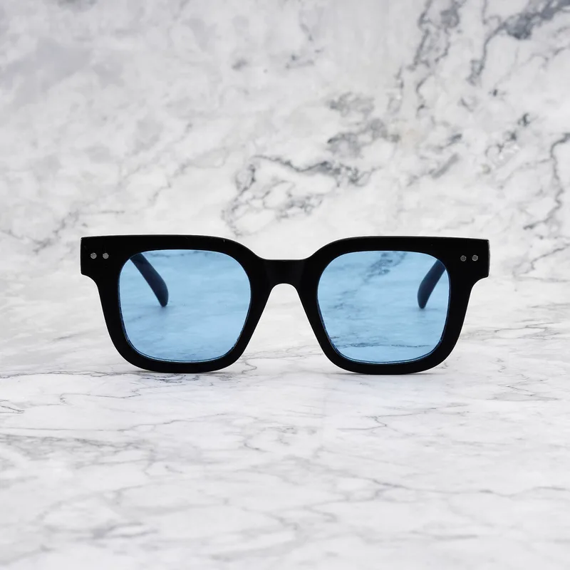 WILLIAM TWO Tinted Sunglasses | Matt Black | Blue Shades | Explicit Poets Sunglasses