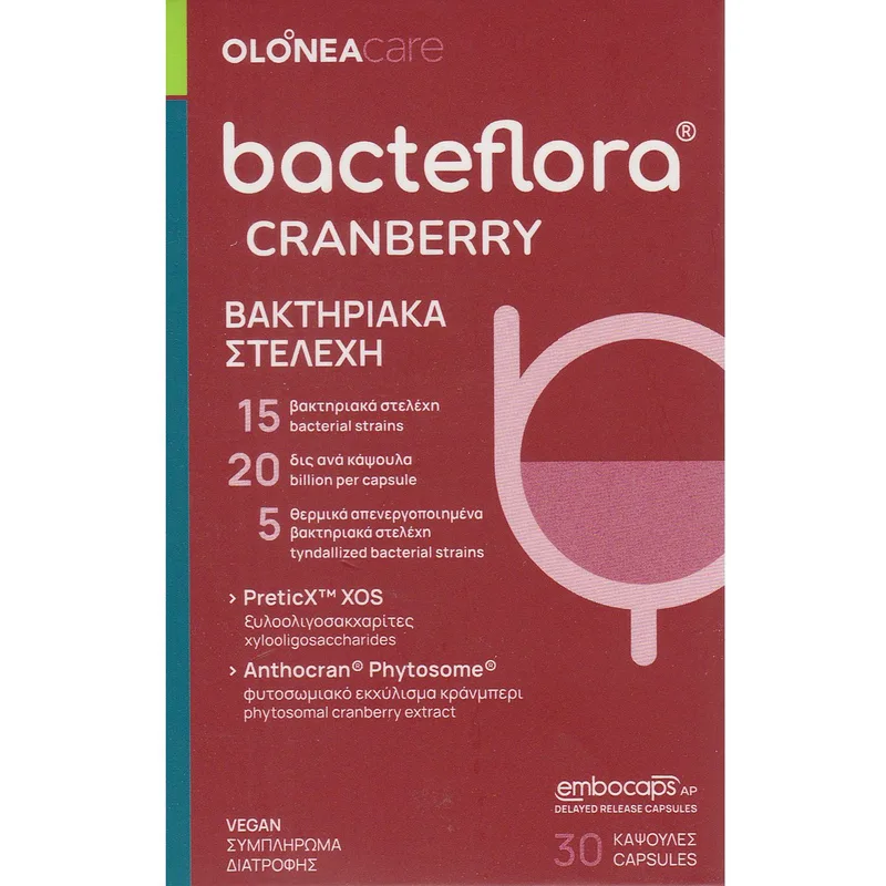 Olonea Bacteflora Cranberry Συμπλήρωμα Διατροφής με Κράνμπερι & Προβιοτικά για Πρόληψη - Προστασία του Ουροποιητικού Συστήματος 30caps