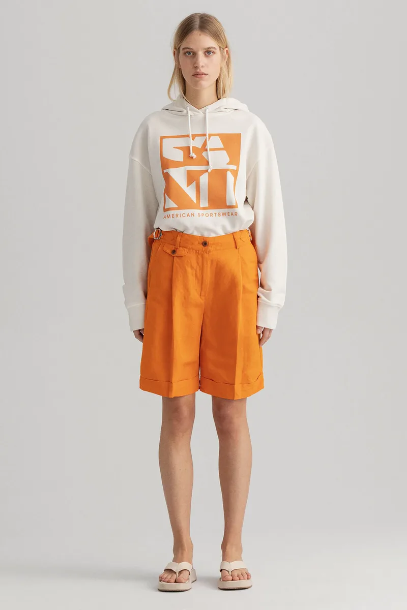Gant γυναικείο λινό σορτς ψηλόμεσο Relaxed Fit - 4020059 Πορτοκαλί