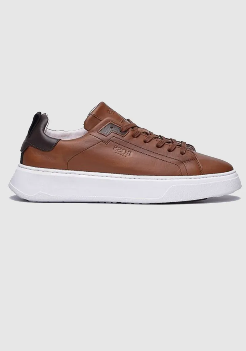 BOSS Shoes Δερμάτινα Sneakers της σειράς Sport - RU321 250 Cognac