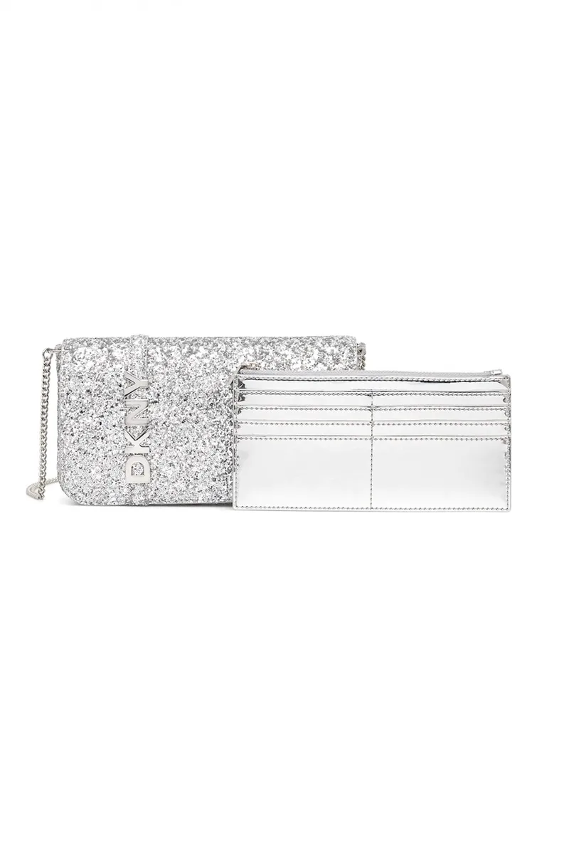 DKNY ΤΣΑΝΤΑ AVRIL SM FLAP CROSSBODY ΕΠΙΠΡΟΣΘΕΤΟ ΤΣΑΝΤΑΚΙ LOGO ΑΣΗΜΙ