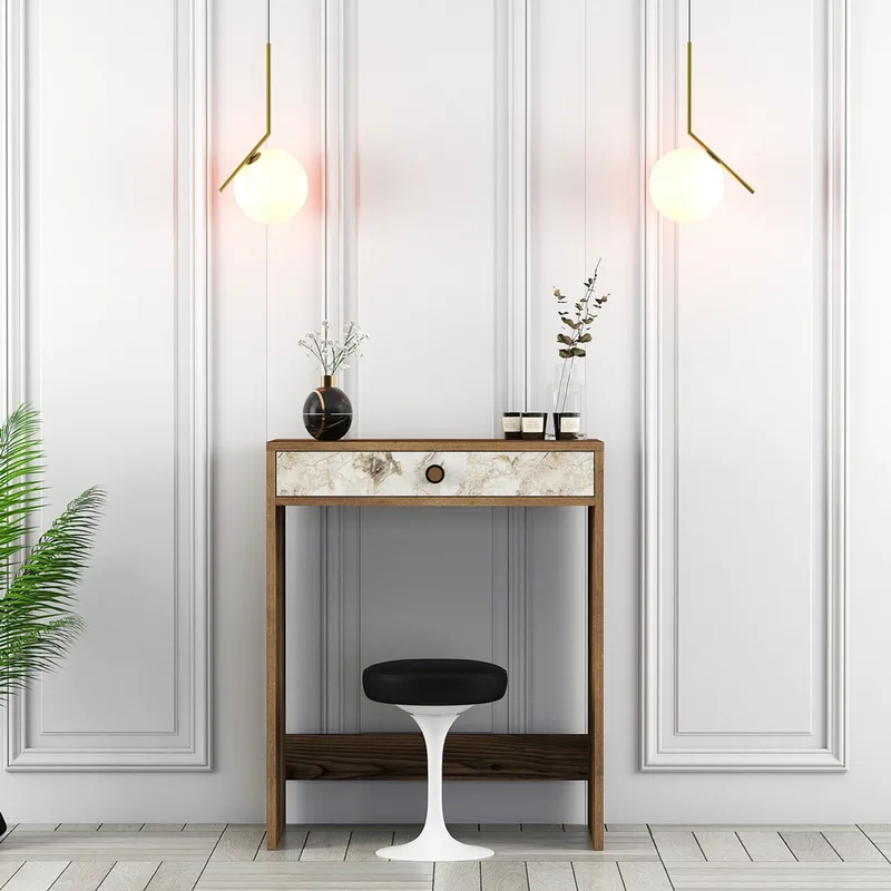 Τουαλέτα Κρεβατοκάμαρας (Μπουντουάρ) Lizbon - Walnut, White, Marble 845Hct5379 (70x40x84,7 cm)