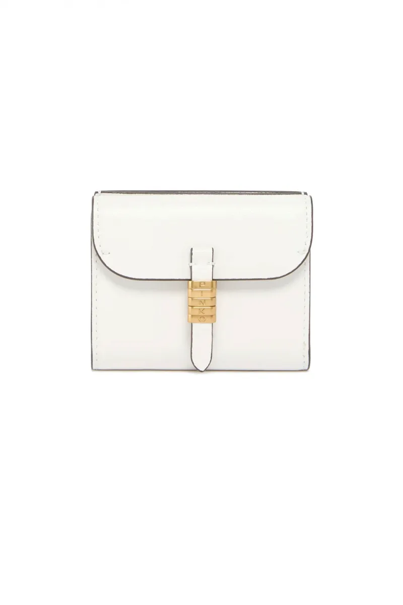 PINKO ΠΟΡΤΟΦΟΛΙ SADDLE WALLET VITELLO MORBIDO ΛΕΥΚΟ