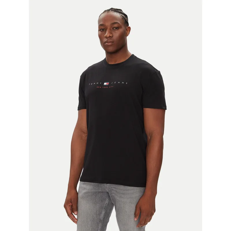 Tommy Jeans T-Shirt Flag Linear DM0DM21911 Μαύρο Regular Fit