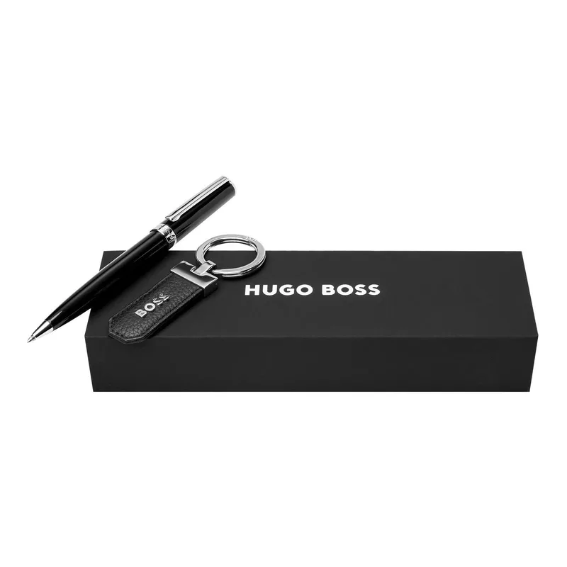 BOSS Σετ Δώρου από δέρμα & ανοξείδωτο ατσάλι Silver & Black HPBK254A
