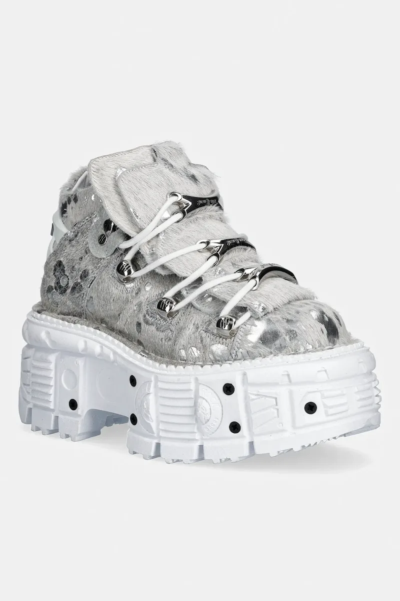 Δερμάτινα sneakers New Rock PELO CALVAS BLANCO PLATA, TANK BLANCO TORN