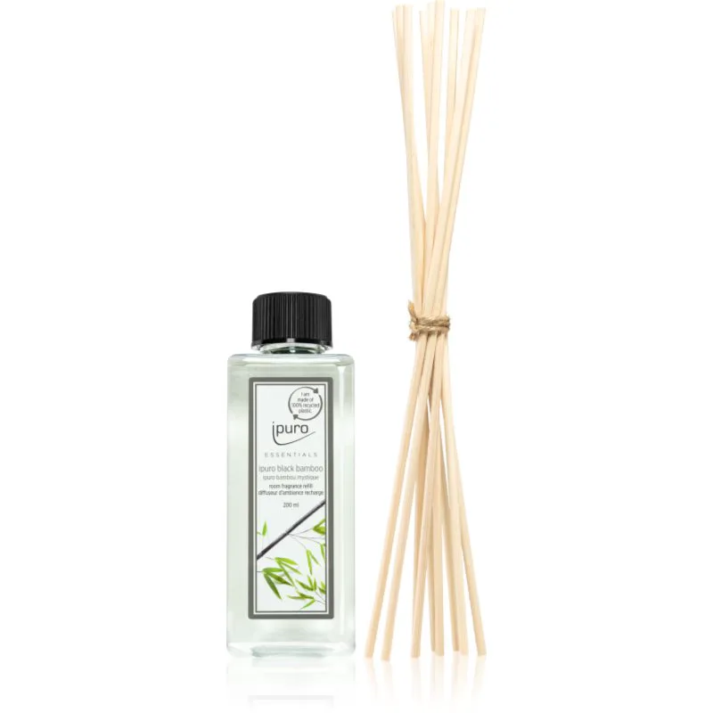 ipuro Essentials Black Bamboo ανταλλακτικό για διαχυτές αρώματος + Ανταλλακτικά στικς για τους διαχυτές αρωμάτων 200 ml