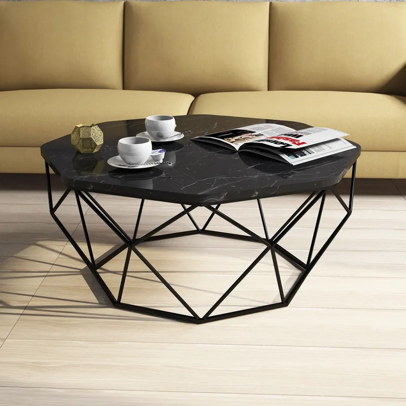 Τραπεζάκι Σαλονιού Diamond - Black Marble 845Hct2859 90x38x90 cm