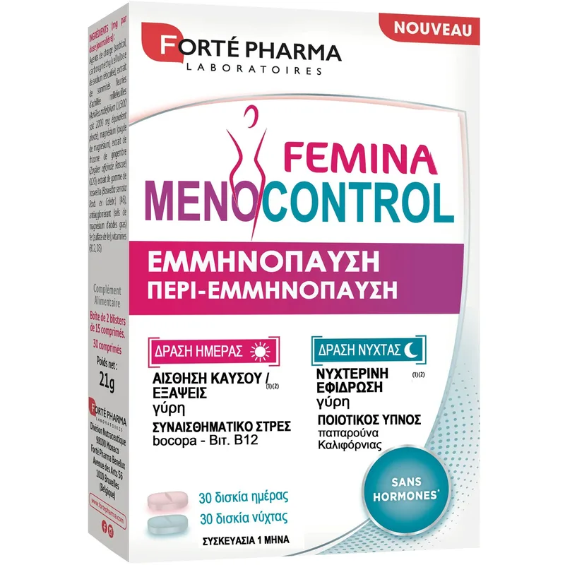 Forte Pharma Femina Menocontrol Συμπλήρωμα Διατροφής Βιταμινών για την Αντιμετώπιση & τον Περιορισμό των Συμπτωμάτων της Εμμηνόπαυσης 60tabs (2x30tabs)