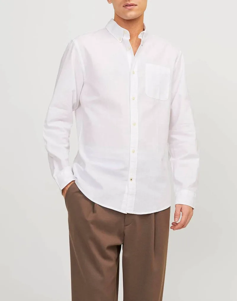 JACK&JONES JJEOXFORD SHIRT LS NOOS 12182486-White White