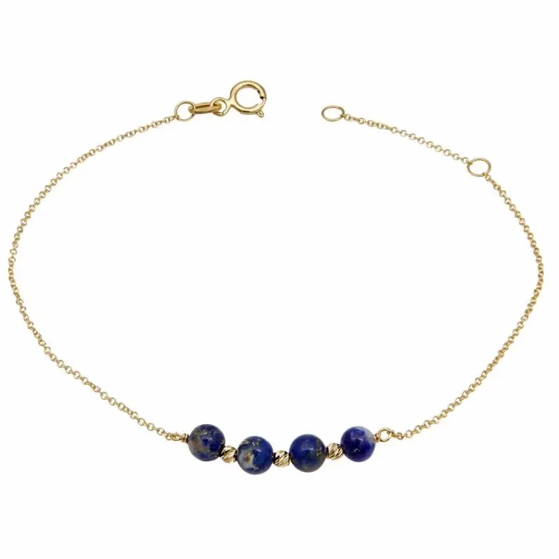 Χρυσό γυναικείο βραχιόλι Κ14 Lapis Lazuli 049063 049063 Χρυσός 14 Καράτια
