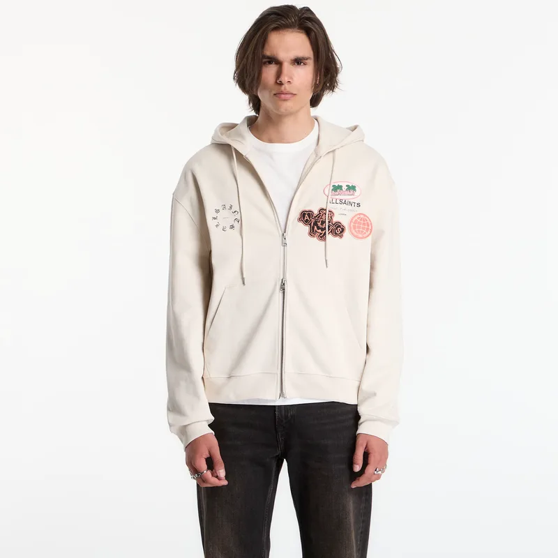 Φούτερ AllSaints Patcher Zip Through Sweatshirt Dusk White XL