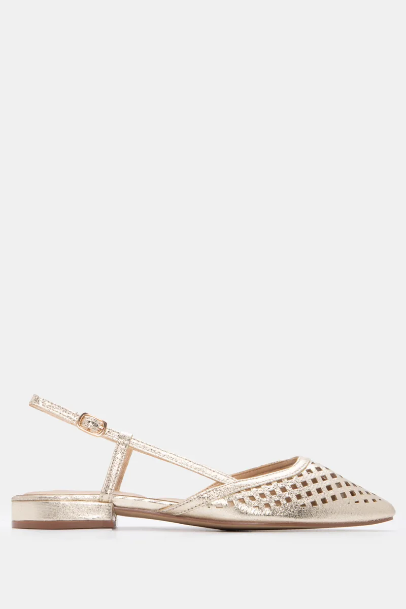 Γοβάκια Slingback με Τόκα - Χρυσό