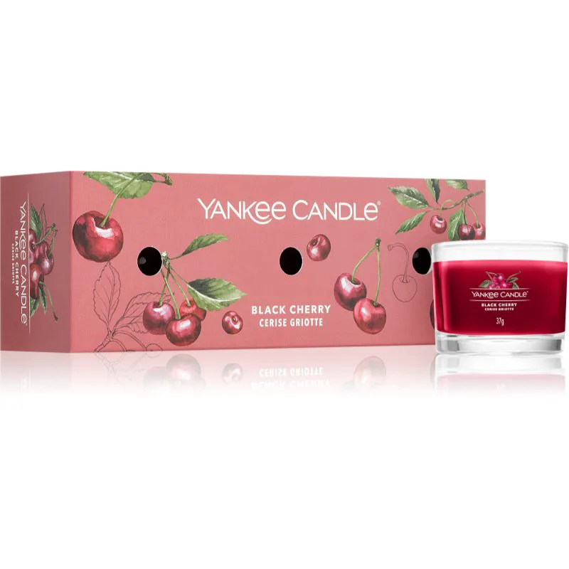 Yankee Candle Black Cherry σετ δώρου 3x37 γρ