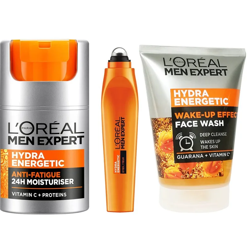 Σετ L'Oreal Paris Men Expert Hydra Energetic Anti Tiredness 24H Moisturiser 50m & Wake-Up Effect Face Wash 100ml & Eye Roll on 10ml