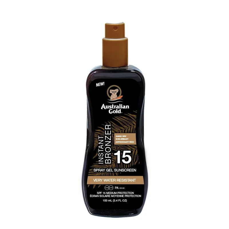 Australian Χρυσό Spray Gel with Bronzer Sunscreen SPF15 (237ml)