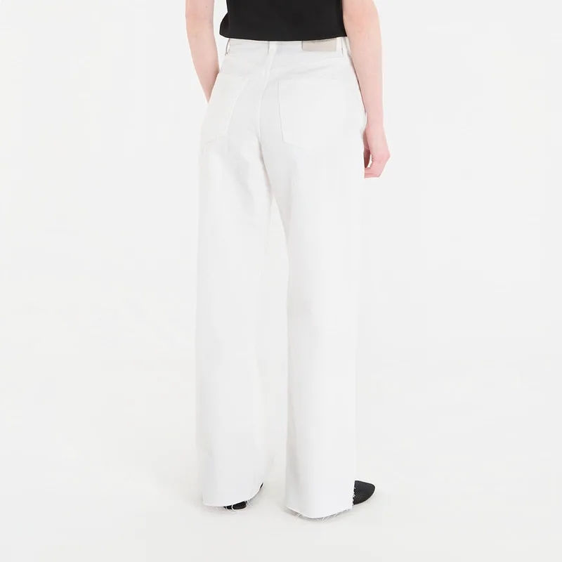 Τζιν Calvin Klein Jeans The Wide Leg Raw Hem Chalk White 30