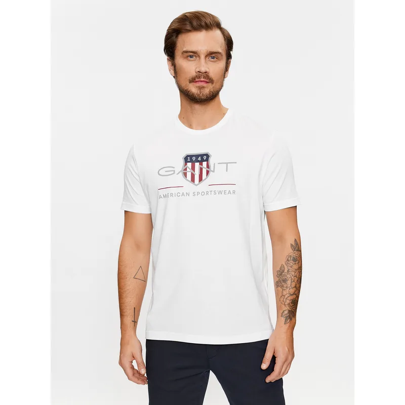 Gant T-Shirt Reg Archive Shield Ss 2003199 Λευκό Regular Fit