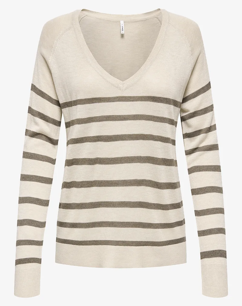 ONLY ONLVIENNA LS RAGLAN V-NECK CC KNT 15363104-OatmealCanteenMelange Biege
