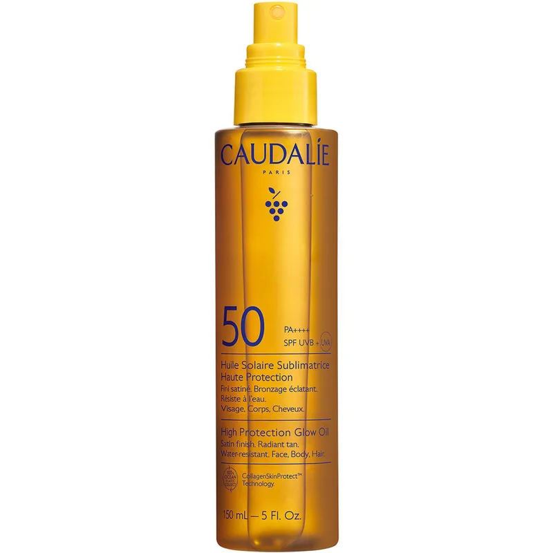 Caudalie Vinosun Spf50 Glow Oil Αντηλιακό Λάδι Προσώπου, Σώματος & Μαλλιών Πολύ Προστασίας για Λαμπερό Μαύρισμα 150ml