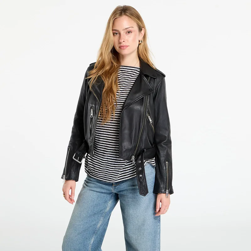 Μπουφάν AllSaints Balfern Leather Biker Jacket Black 6