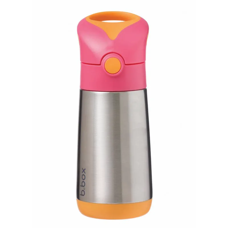 B.Box Thermos Mini θερμός με καλαμάκι Ροζ Πορτοκαλί 350 ml