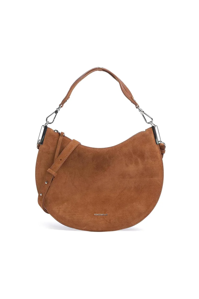 Coccinelle γυναικεία τσάντα ώμου suede με ανάγλυφο λογότυπο - E1QKG-130201 Ταμπά