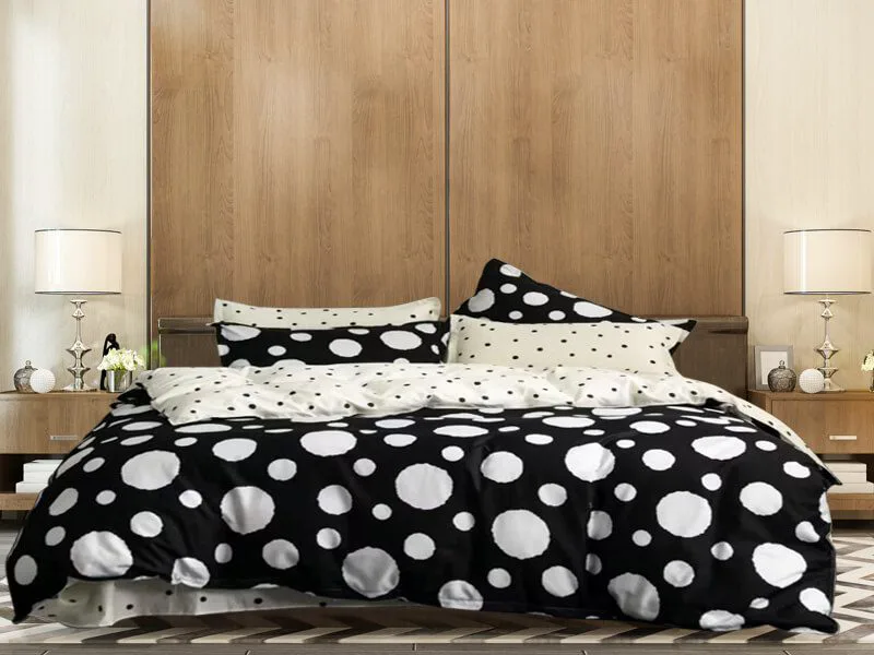Πάπλωμα Μονό Ασπρόμαυρο Πουά Microfiber Γαρύφαλλο 160x240