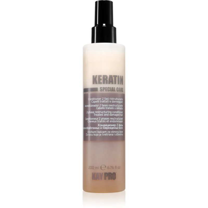 Kaypro Keratin 2 Phase Restructiring Conditioner φροντίδα χωρίς ξέβγαλμα για εύκολο χτένισμα μαλλιών 200 ml