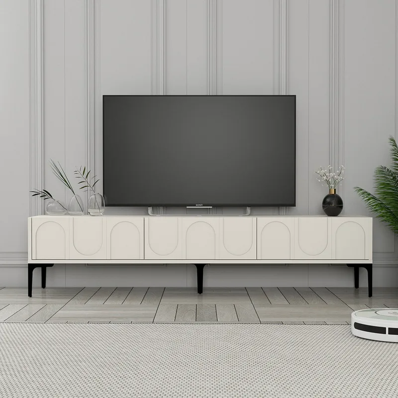 Έπιπλο Τηλεόρασης Lyon 42 - Cream, Black 845Hct5593 (180x42x35 cm)