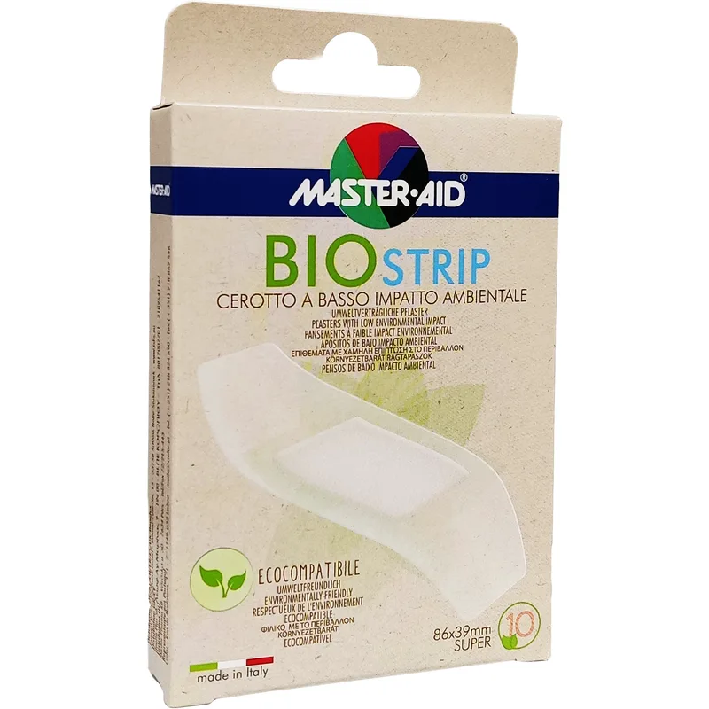 Master Aid Bio Strip 86mm x 39mm Super Καινοτόμο Οικολογικό Επίθεμα Ιδανικό για Μικροτραύματα 10 Τεμάχια