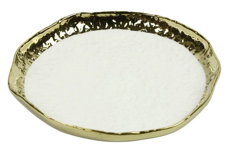 Countryfield Πιατέλα Κεραμική White Χρυσό 18cm