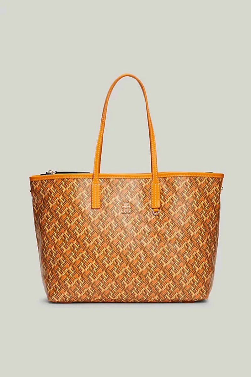 Tommy Hilfiger γυναικεία τσάντα tote με αποσπώμενη θήκη laptop και all-over monogram motif - AW0AW15971 Πορτοκαλί