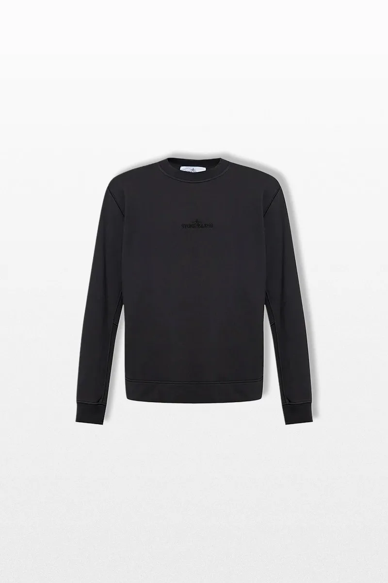 STONE ISLAND Ανδρικό Μαύρο Logo-Embroidered Sweatshirt
