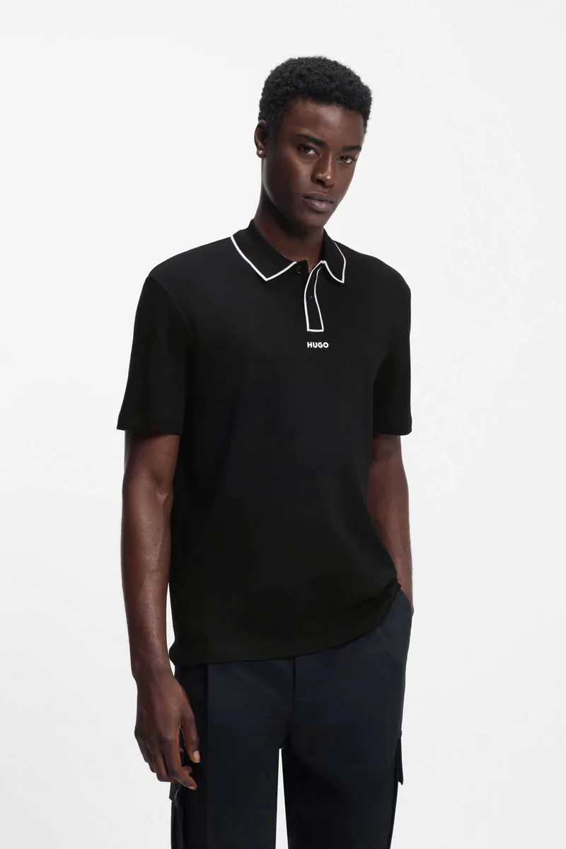 Hugo Boss ανδρική μπλούζα πόλο με logo patch Regular Fit "Dalumo" - 50553045 Μαύρο