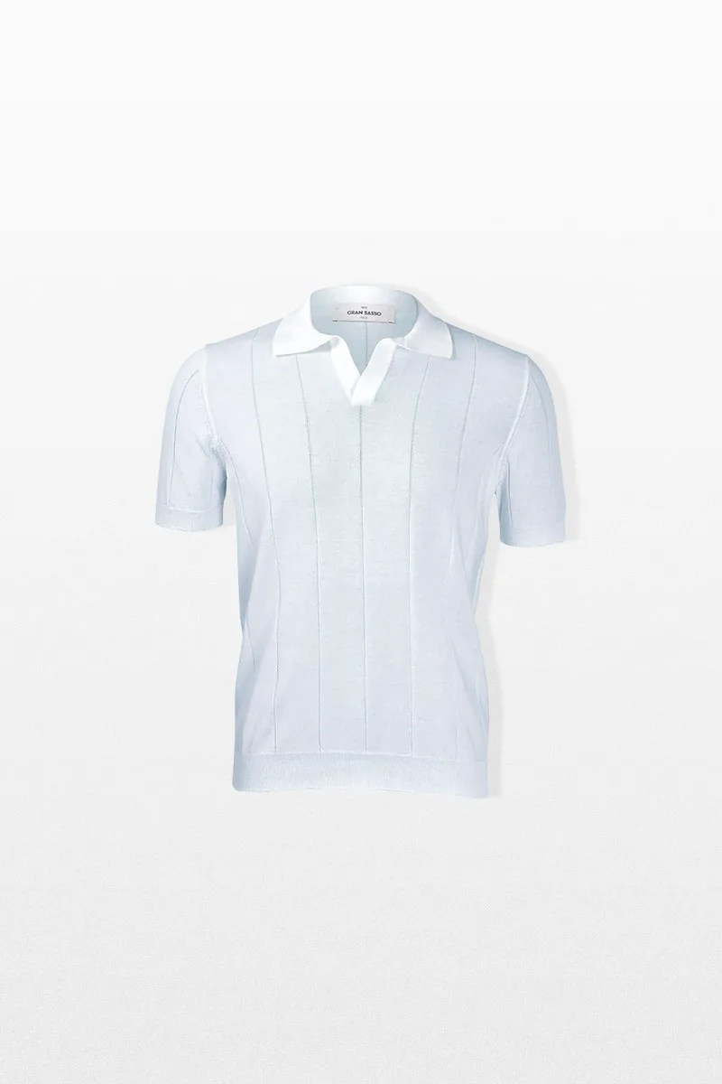 GRAN SASSO Ανδρικό Μπλε Ribbed Polo Shirt