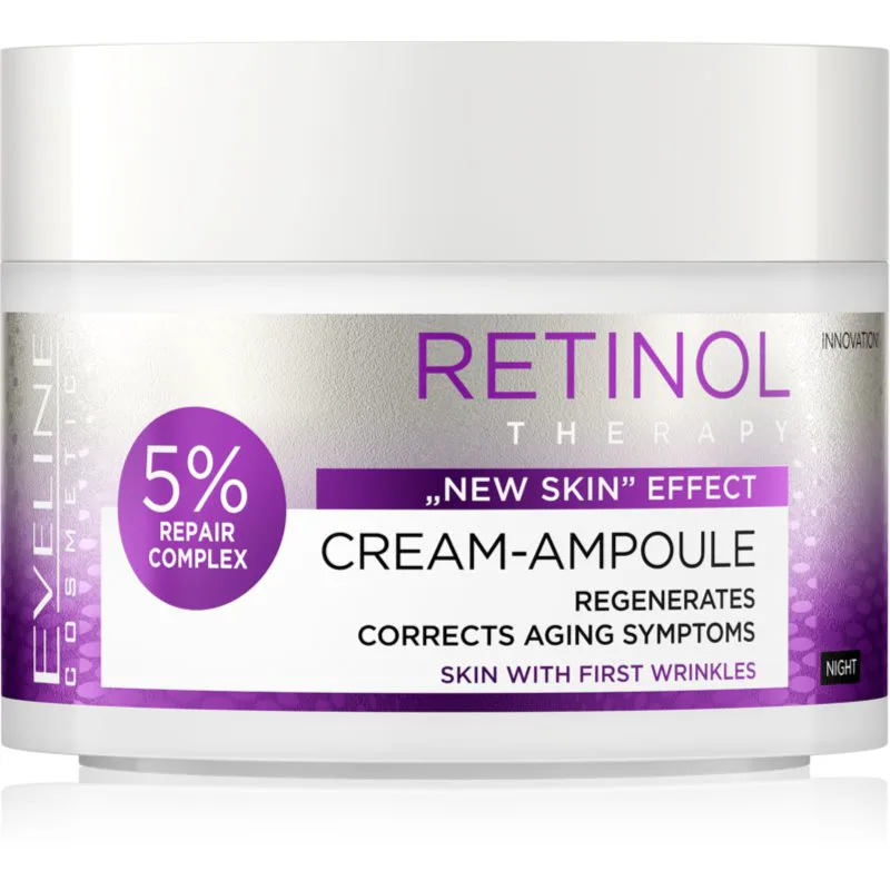Eveline Cosmetics Cream-Ampoule Retinol αναγεννητηκή κρέμα νύχτας ενάντια στα πρώτα σημάδια γήρανσης της επιδερμίδας 50 ml