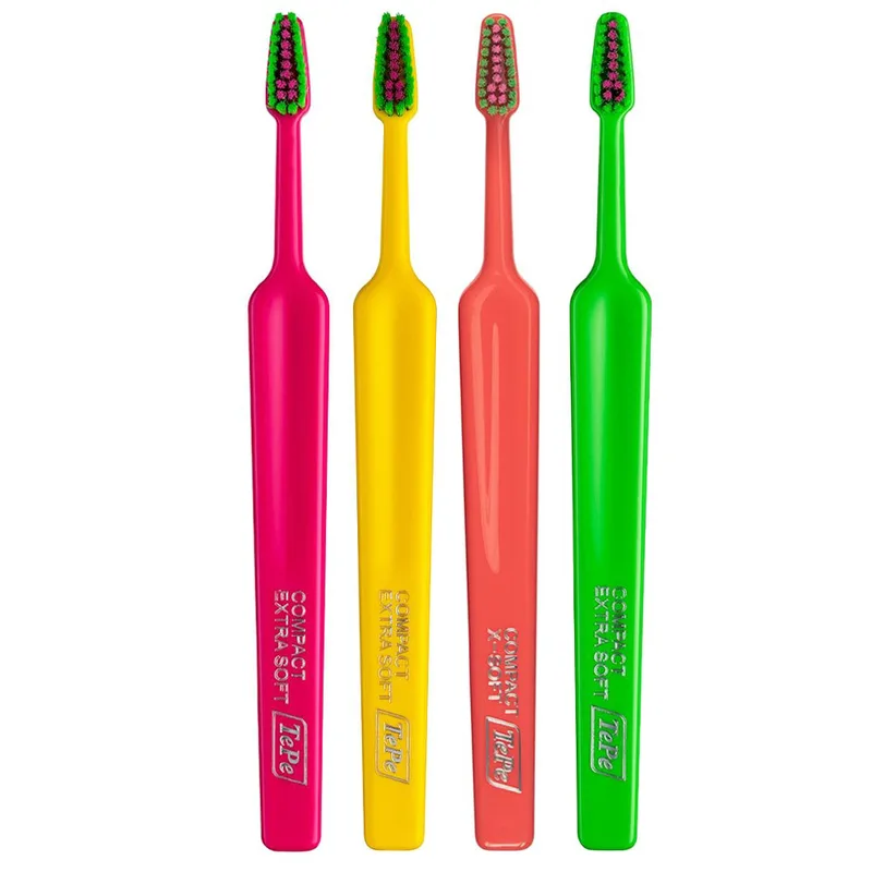 Tepe Colour Compact Extra Soft Toothbrush Οδοντόβουρτσα με Πολύ Μαλακές Ίνες & Μικρό Μέγεθος Κεφαλής 4 Τεμάχια - Multicolor 8