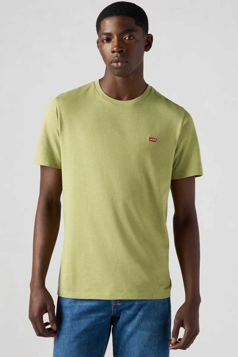 Levi's® ανδρικό T-shirt μονόχρωμο με κεντημένο λογότυπο Standard Fit - 566050270 Λαδί