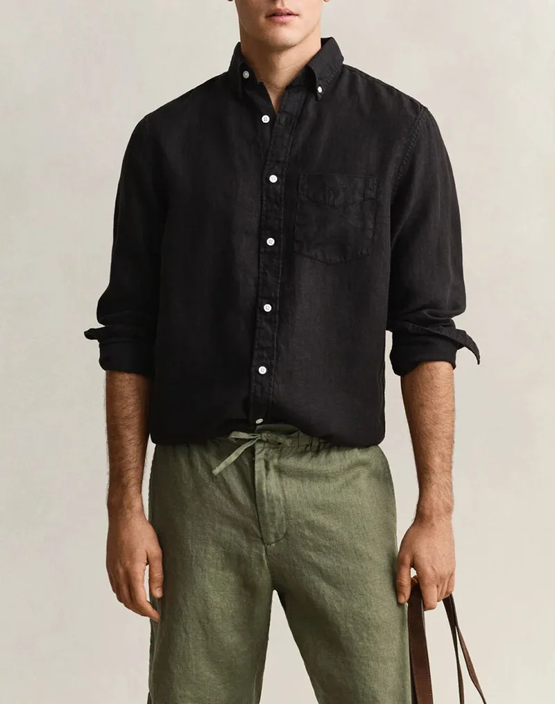 GANT ΠΟΥΚΑΜΙΣΟ ΜΜ REG GMNT DYED LINEN SHIRT 3G3240120-5 Black