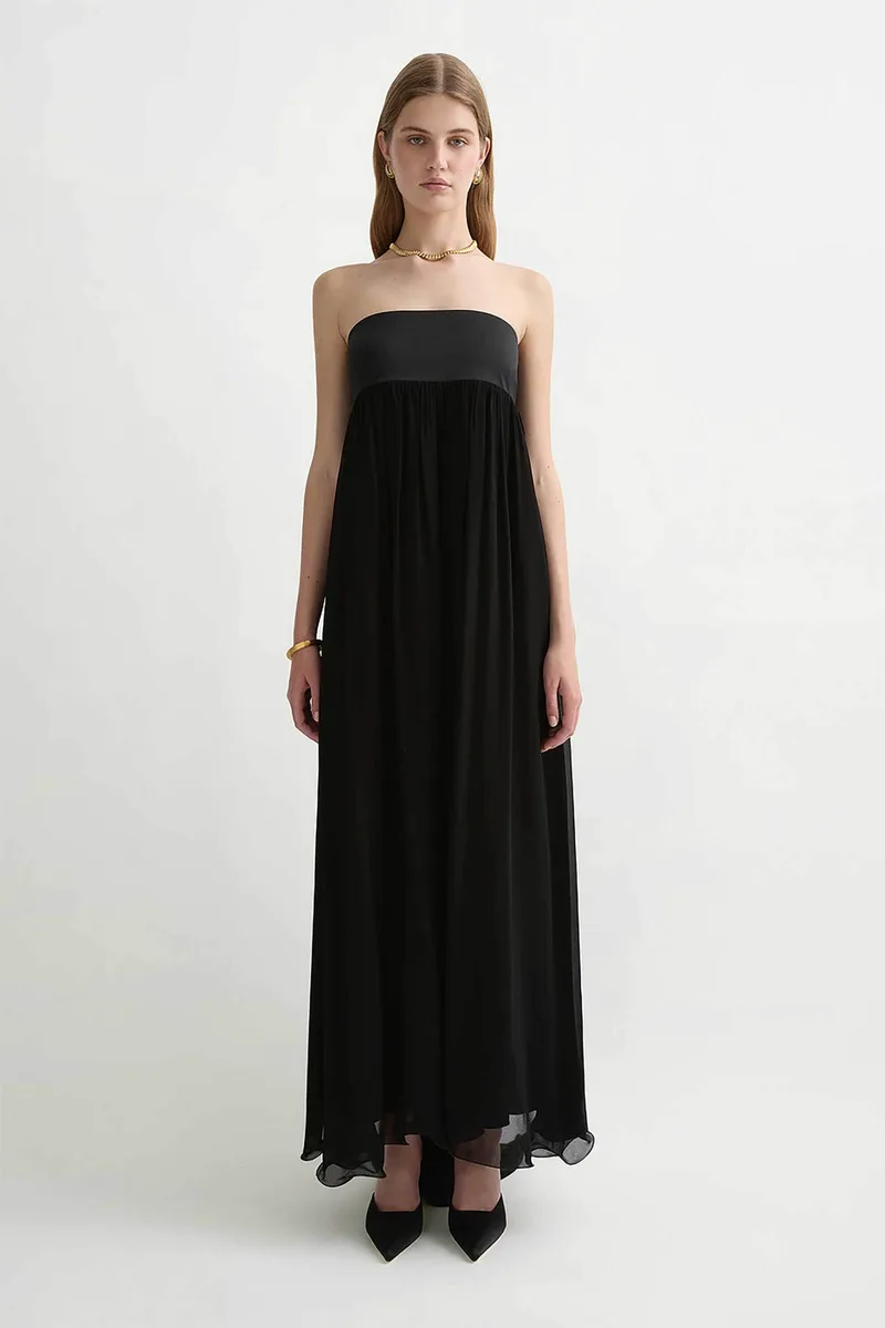Posse γυναικείο maxi φόρεμα strapless "Solene" - PS1744-BLK Μαύρο