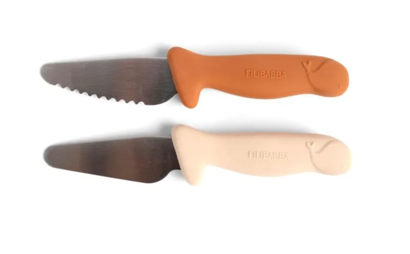 Filibabba Beginner’s Cutting Knives 2 Pack Pumpkin & Off White