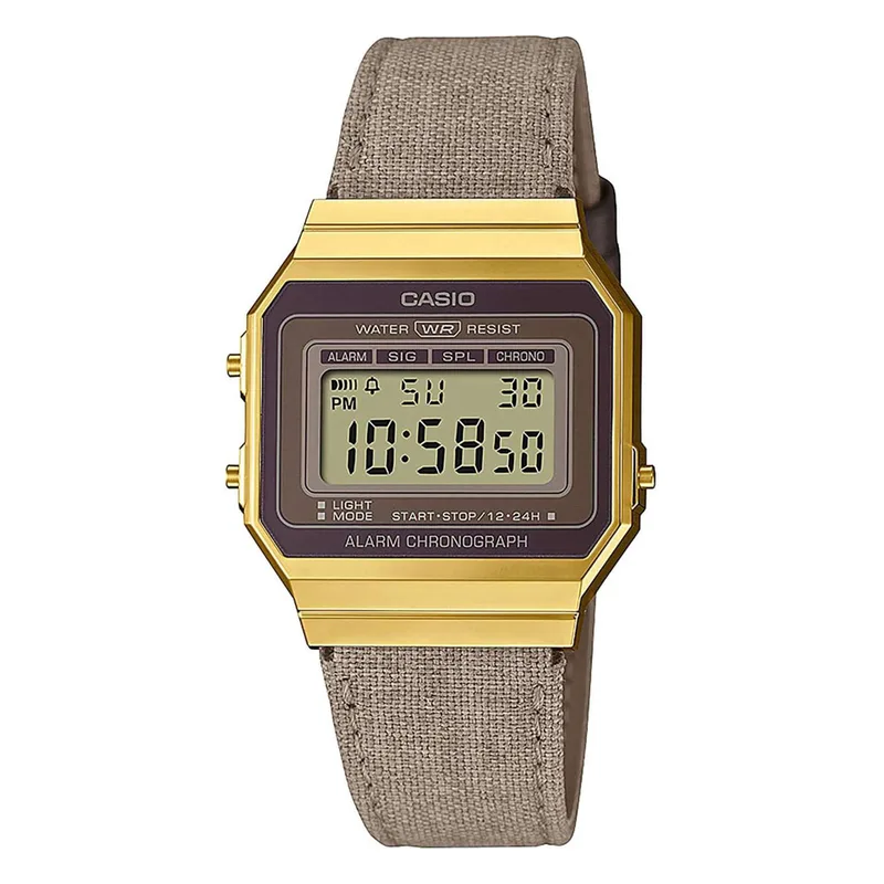 CASIO Vintage Chronograph Brown Fabric Strap A-700WEGL-5AEF