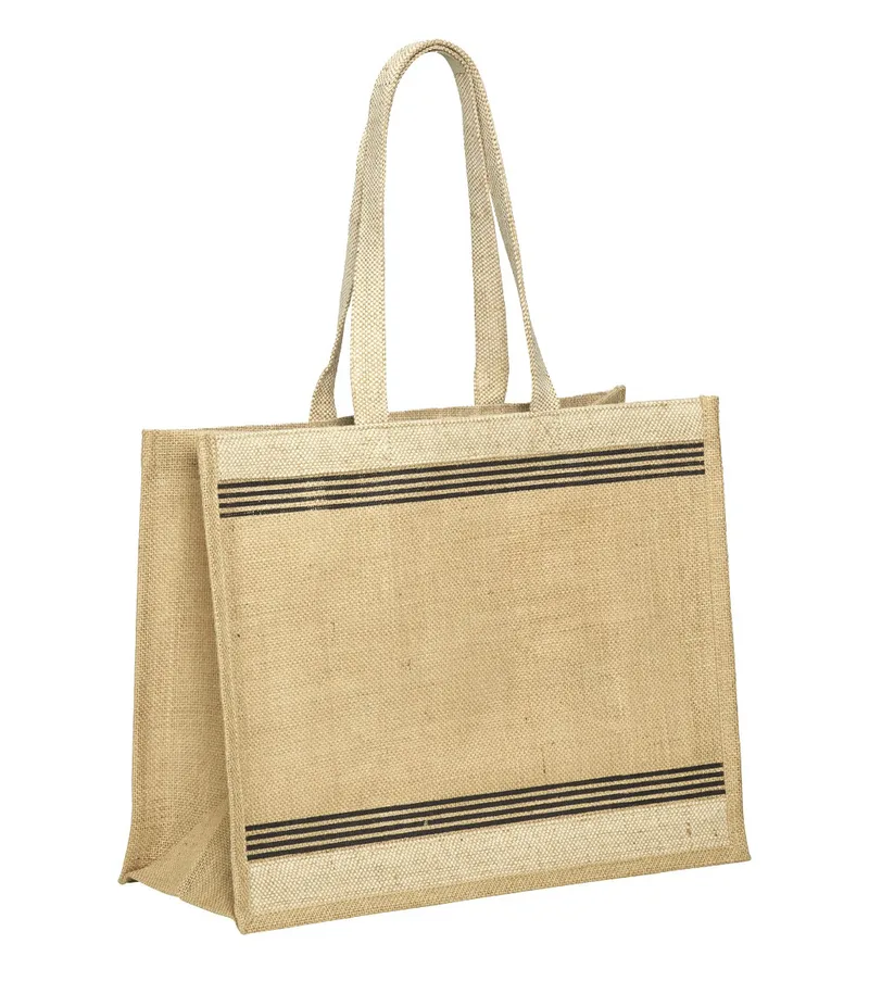 Τσάντα παραλίας με ριγέ λεπτομέρειες U-bag Claudia Natural/Black