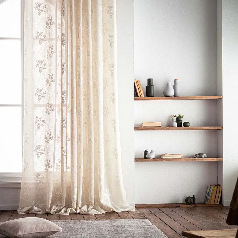 Κουρτίνα (140x280) Με Τρέσα Gofis Home Leaf Μπεζ AW26 532/06